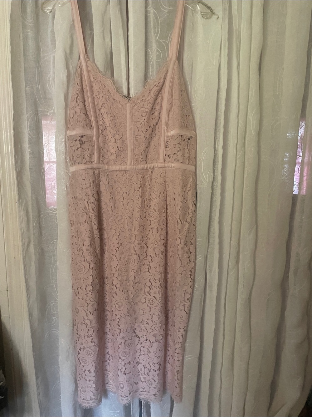 Express Blush Pink Lace Slip Dress